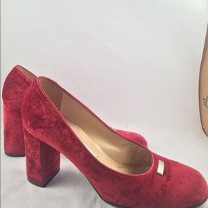 Dolce & Gabbana red velvet pumps